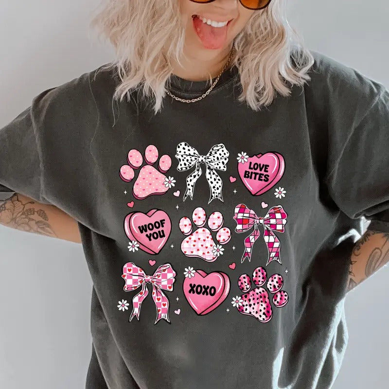 Valentine Dog Doodles Shirt~ Unisex Apparel Relaxed Fit Printed In The USA Clothing Womenswear Casual Comfort Cotton Top Athletic Boho Chic