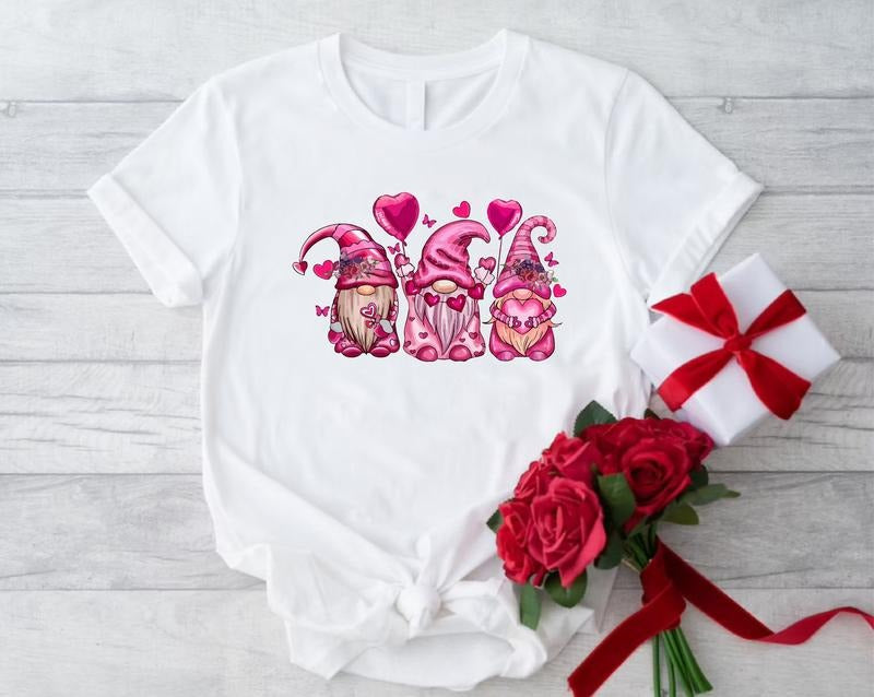 Valentine Gnome Shirt, Gnome Heart Shirt, Valentine Day Shirt For Women, Valentines Day Gift, Happy Valentines Day Shirt, Valentines T-Shirt, Gifts For Family, Unisex Short Sleeve Tee Shirt, Gifts For Valentines Day Vday Fit Top Womenswear Comfortable