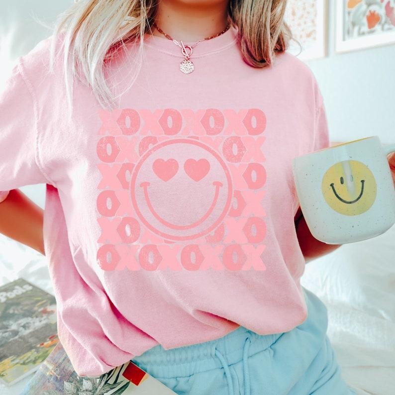 Valentine Heart Shirt,Retro Love Shirt,Love T-Shirt,Xoxo Shirt,Valentines Day Hoodie and Sweater; T-shirt Cotton Womenswear Light Polyester