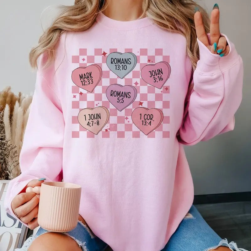 Valentines Conversation Hearts Sweatshirt, Valentines Sweatshirt, Cute Valentines Sweatshirt, Valentines Sweatshirts, Retro Valentine Sweatshirt