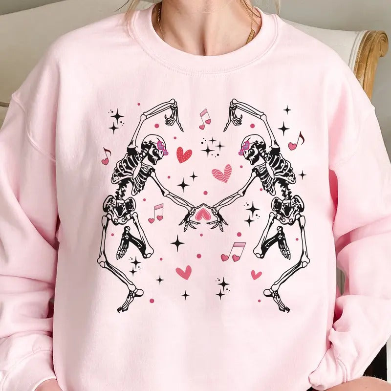 Valentines Day Skeleton Sweatshirt Skeleton Valentines Pullover Rocker Skull Sweatshirt Valentines Day Pullover If I had Feelings Top Dead Valentines Womens Casualwear VDay Rocker T-Shirt Womens V-Day Tshirt Comfort Soft Top Womenswear