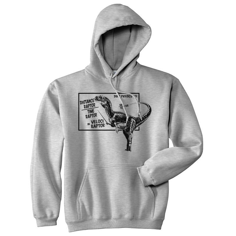 Velociraptor Hoodie Funny Nerdy Dinosaur Science Math Graphic Sweatshirt Funny Hoodies Science Hoodie Funny Dinosaur Pullover Novelty Sweatshirt Grey