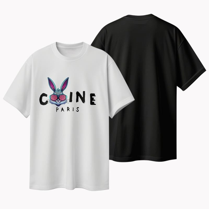 Vibrant Bunny Print T - shirt, Sweatshirt and Hoodie: Embrace Parisian Chic, American Fashionistas