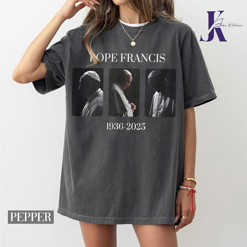 Vinrage RIP Pope Francis T-Shirt, Vatican Catholic Tee, Religious Gift, Unisex Jersey Top, Christian Quote Shirt,Comfort Colors,UNISEX shirt