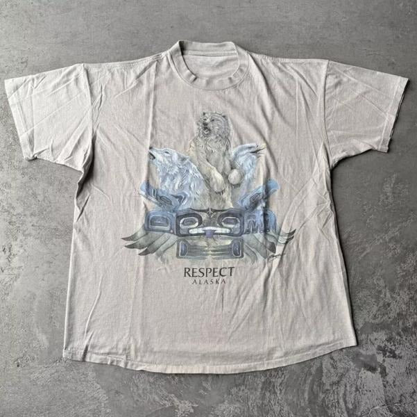 Vintage 1992 Habitat Alaska Polar Bear Wildlife T Shirt Nature Animals 90s, Unisex T-Shirt, For Men Women Menswear Top Streetwear