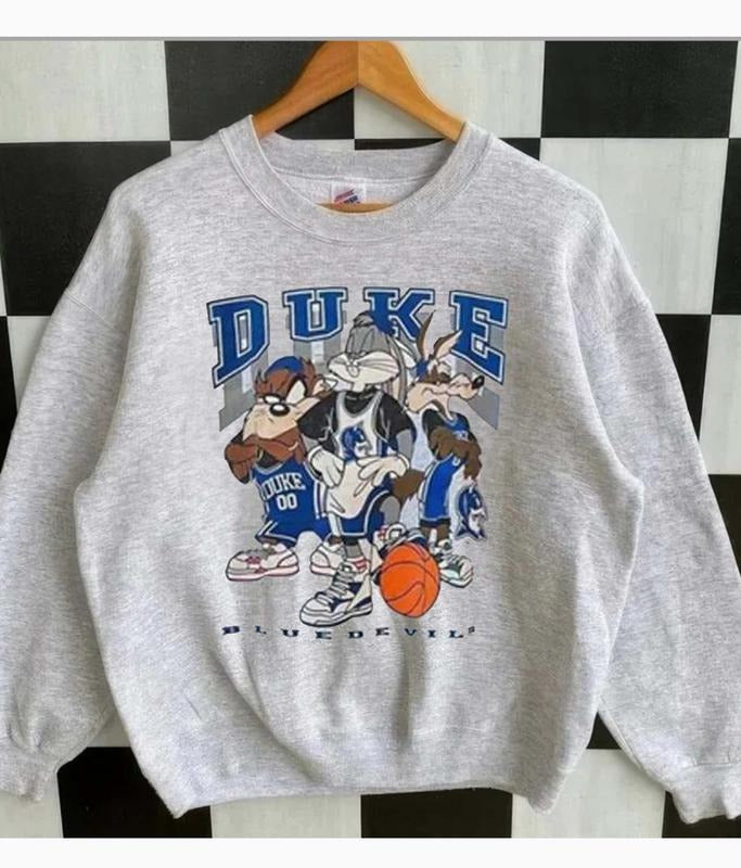 Vintage 1994 NCAA Duke Blue Devils Looney Tunes Unisex Classic Sweatshirt, Duke Blue Devils Sweatshirt. Crewneck Menswear Sweaters Soft Hoodie