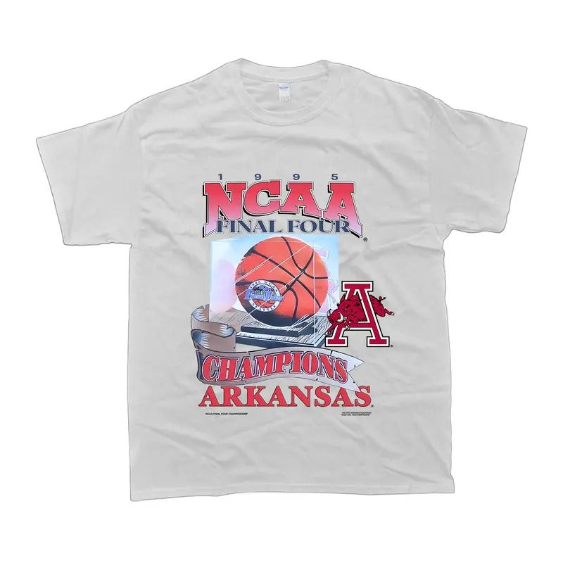 Vintage 1995 Arkansas Razorbacks Final Four Champs Shirt - Men's Classic Fit T-Shirt - Cotton, Menswear, Graphic Tshirt
