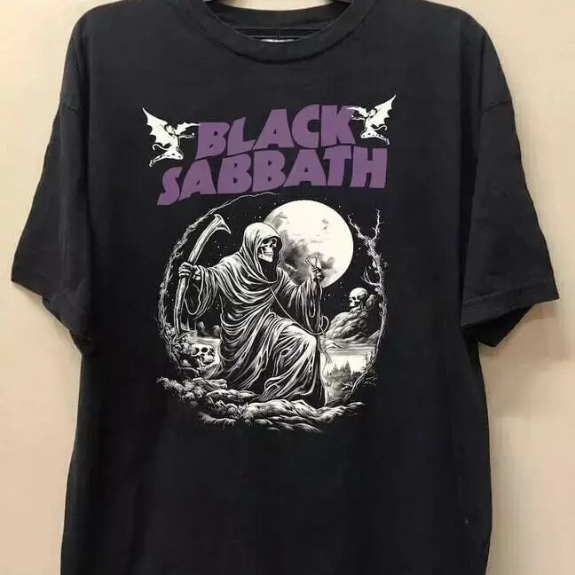 Vintage 80s Black Sabbath Band Tee, Band Heavy Metal Shirt Cotton Menswear Cotton Menswear T-Shirt Top