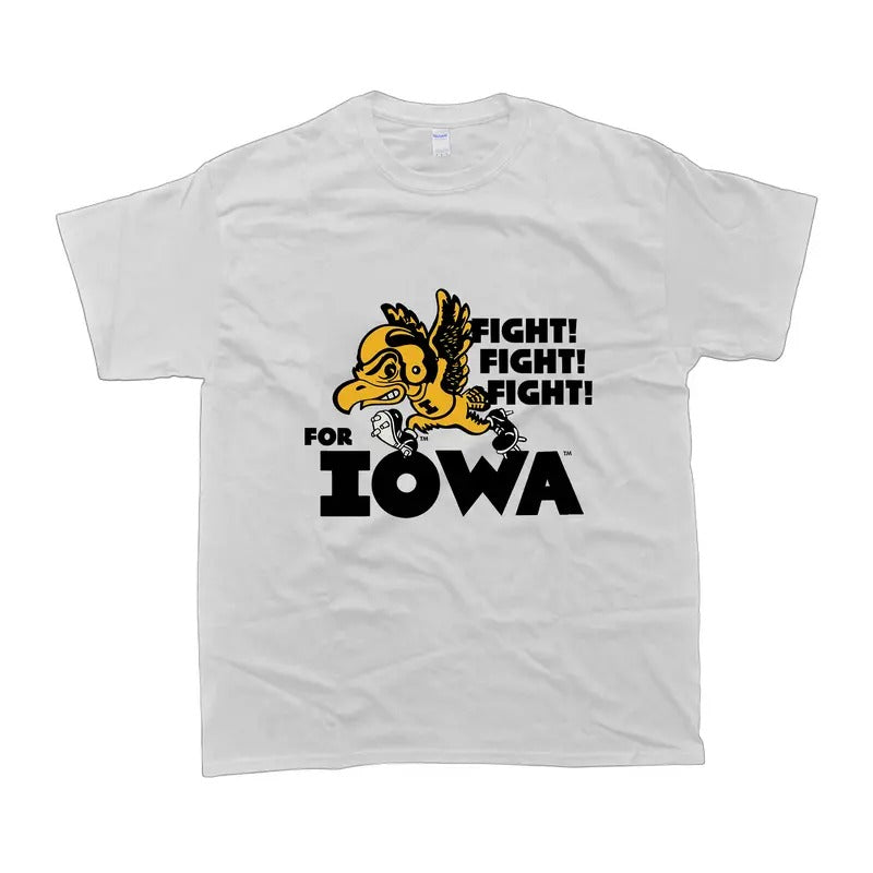 Vintage 90S Fight for Iowa Hawkeyes T-shirt Streetwear Fit Unisex Tshirt