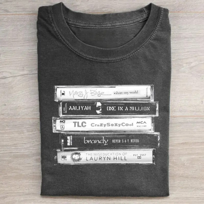 Vintage 90s Female R&B Singers Shirt, R&B Cassette Tape Shirt, Aaliyah Shirt, Lauryn Hill Shirt, One In a Million Album Cassette Top Womenswear Comfort Tshirt