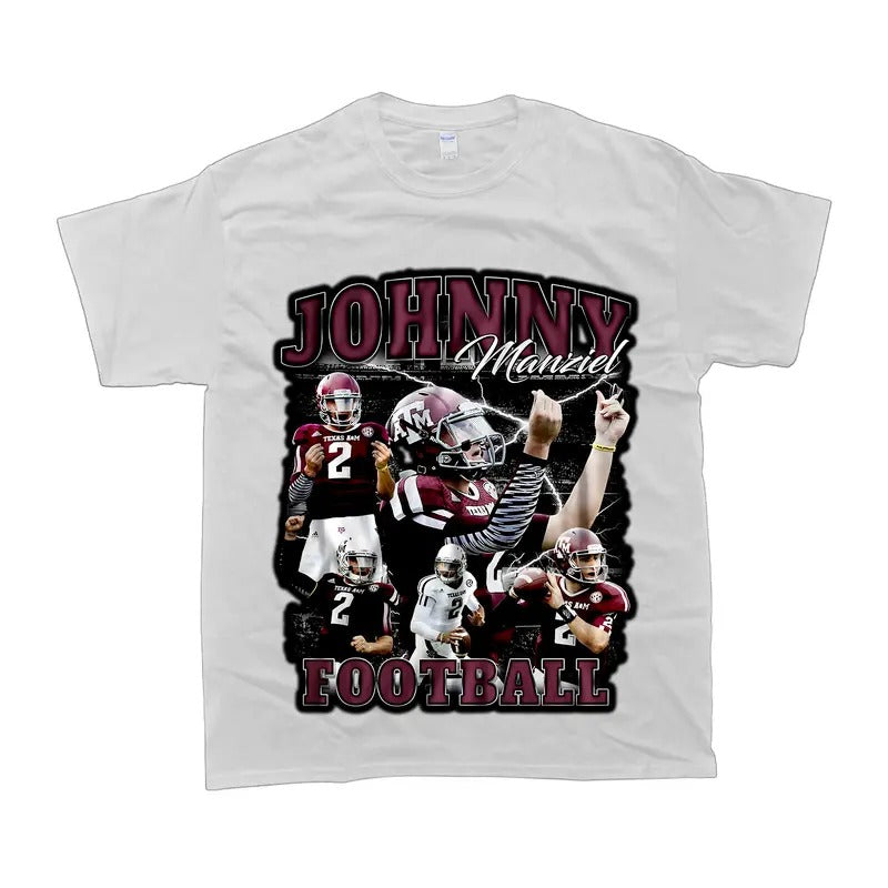 Vintage 90s Graphic Style Johnny Manziel Shirt Fit Top Womenswear