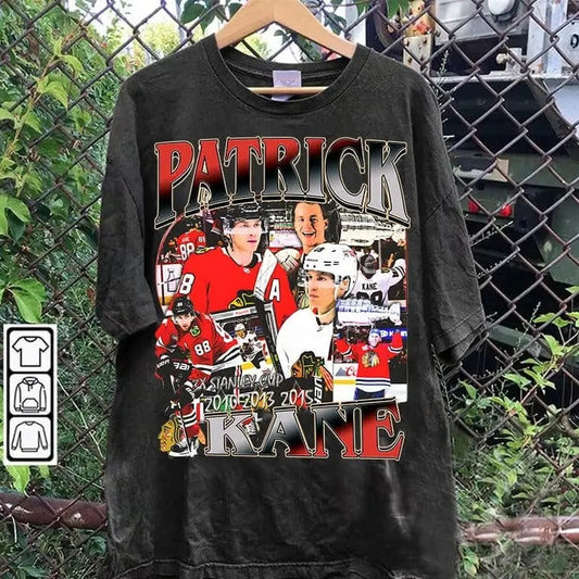 Vintage 90s Graphic Style Patrick Kane T-shirt - Patrick Kane T-shirt - Retro American Ice Hockey Tee For Man and Woman Unisex T-shirt-1, Gift For Fan