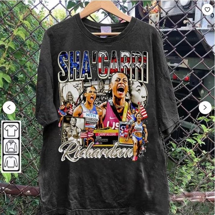 Vintage 90s Graphic Style Sha'Carri Richardson T-shirt - Sha'Carri Richardson T-shirt - American Field Athlete Tee For Man and Woman, Gift For Fan