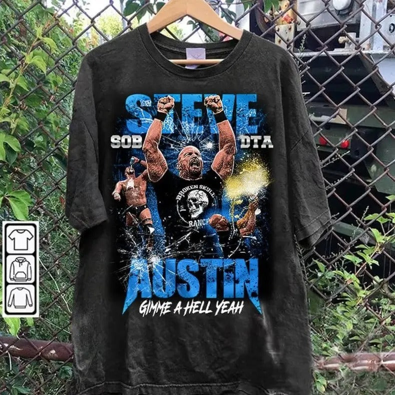 Vintage 90s Graphic Style Steve Austin T-shirt - Steve Austin T-shirt - American Professional Wrestler Tee For Man and Woman Unisex T-shirt, Gift For Fan