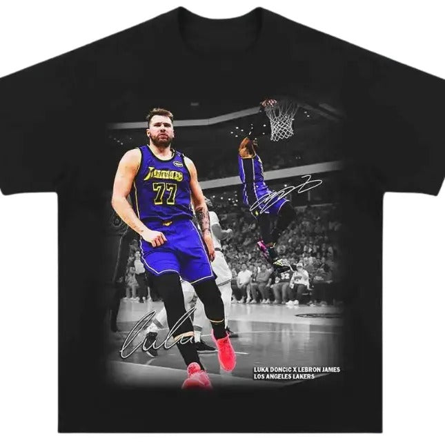 Vintage 90s Luka Doncic And Lebron James Graphic Tee, Unisex For Men And Women Shirt, Gifts Fan Basketball, Top Streetwear Menswear