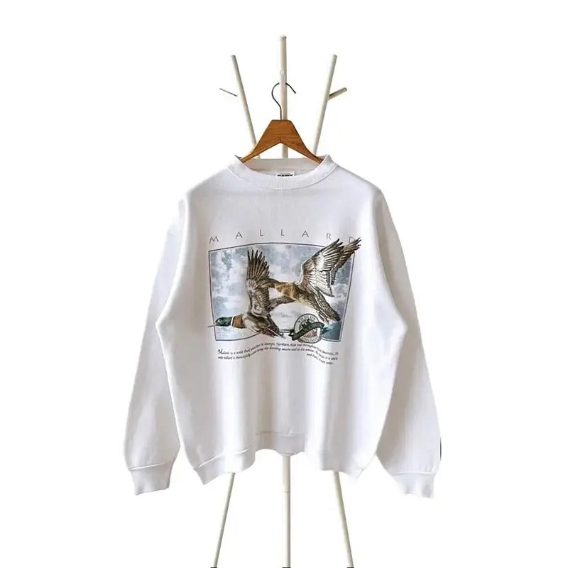 Vintage 90s Mallard Ducks wildlife nature graphic Retro Sweatshirt T-shirt Hoodie Unisex Cotton Womenswear Pullover