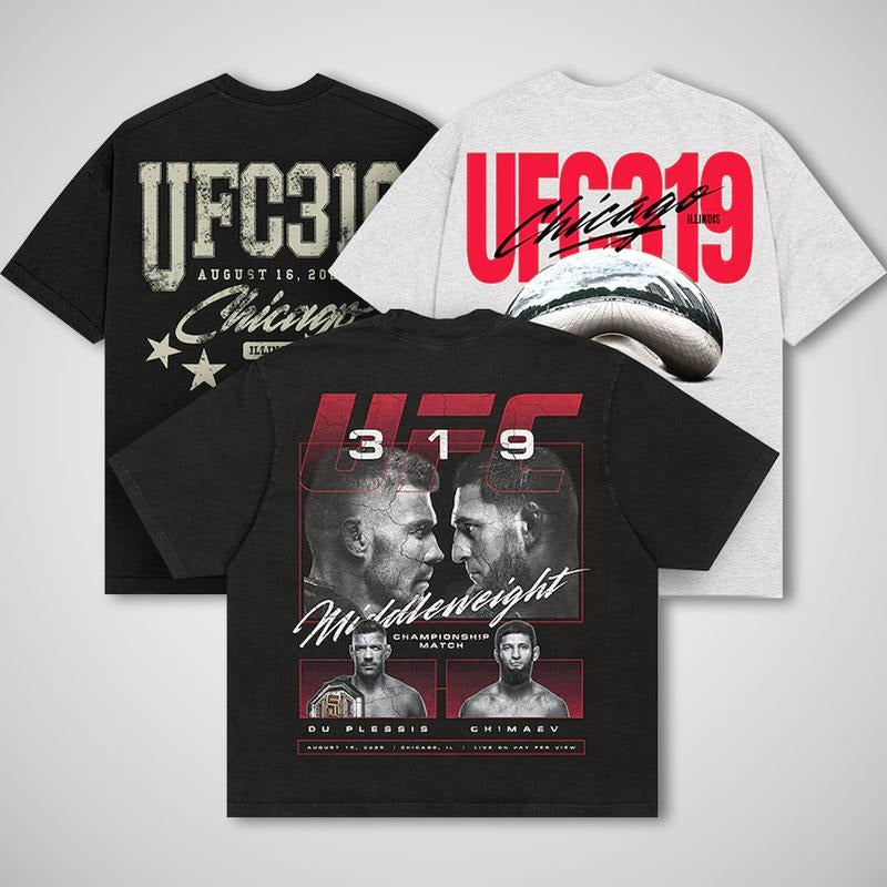 Vintage 90s UFC 319 Collection T-Shirt, UFC 319 Fan Shirt, UFC 319 Tour Tee, UFC 319 Shirt, Khamzat vs Du Plessis Fighters Shirt, Gift for Him Gift For Her Fighting Boxing Wrestling Clothing