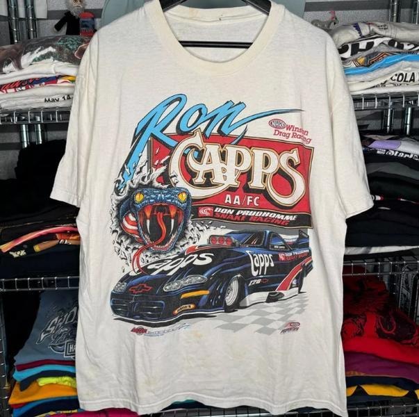 Vintage 90s Winston Drag Racing T Shirt XL Rattlesnake Nascar White Racing, Unisex T-Shirt, For Men Women Menswear Top Streetwear Underwear