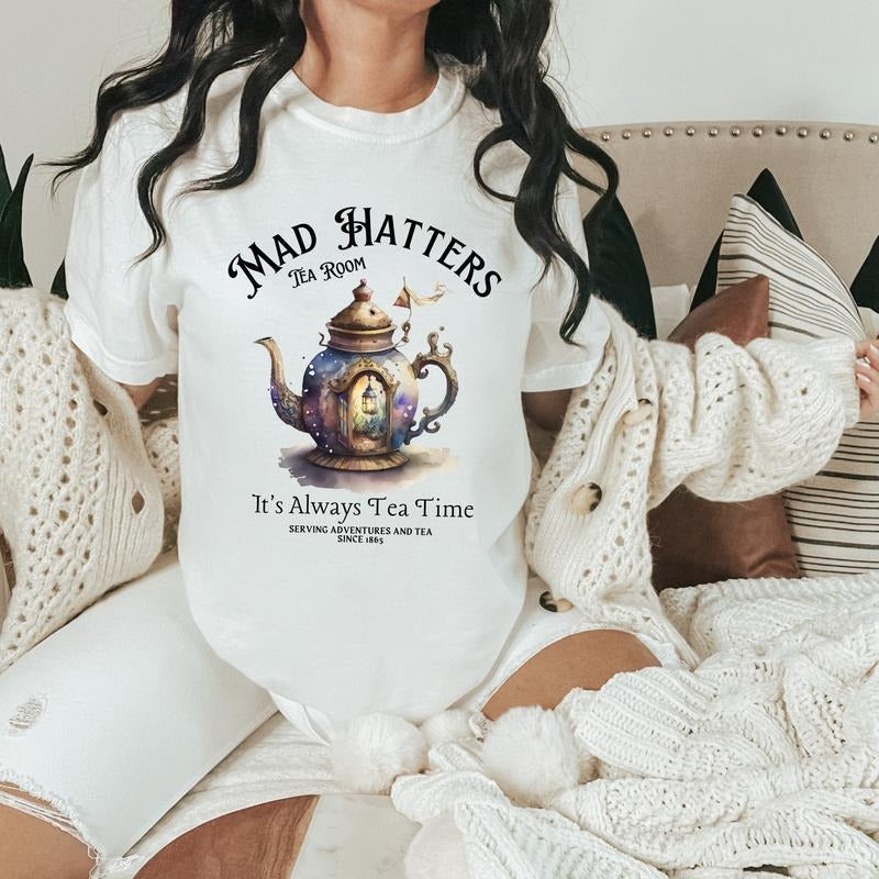 Vintage Alice in Wonderland Shirt Mad Hatter Shirt Tea Party Shirt Dark Academia shirt book shirt booktok books shirt bookish T-shirt