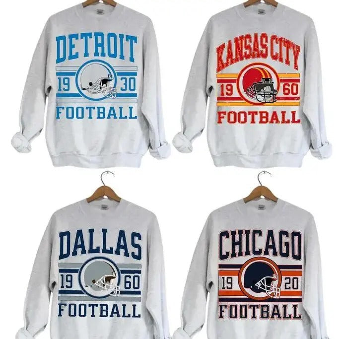 Vintage All Team Football 2 Crewneck Sweatshirt, The Game Day Retro Sweater