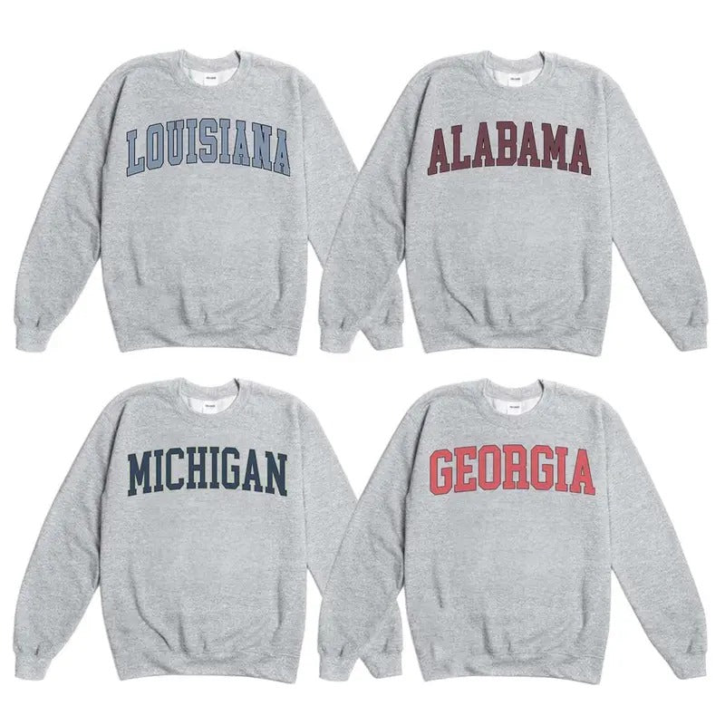 Vintage All Teams Football NCAA Sweatshirt, Vintage Varsity College Gildan 18000 Sweatshirt, Ash Grey Sport Sweatshirt, Gifts For Football Fan. Classic Crewneck Sweaters