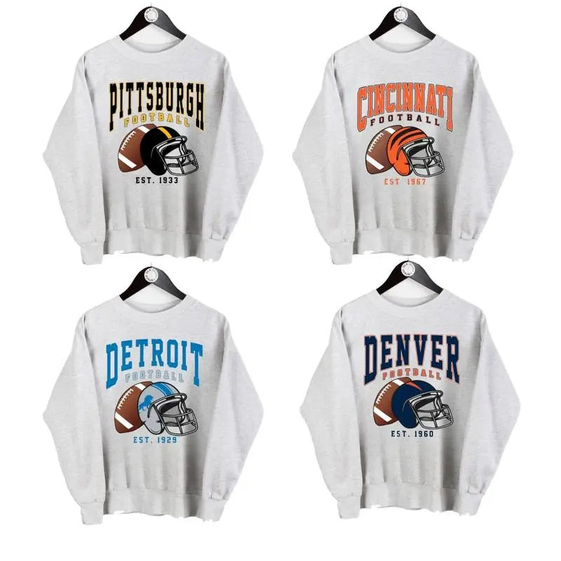 Vintage All Teams Football Ash Grey Sweatshirt, Hometown Football Sweatshirt, Football Thowback Vintage All Teams Sweatshirt,Crewneck Classic