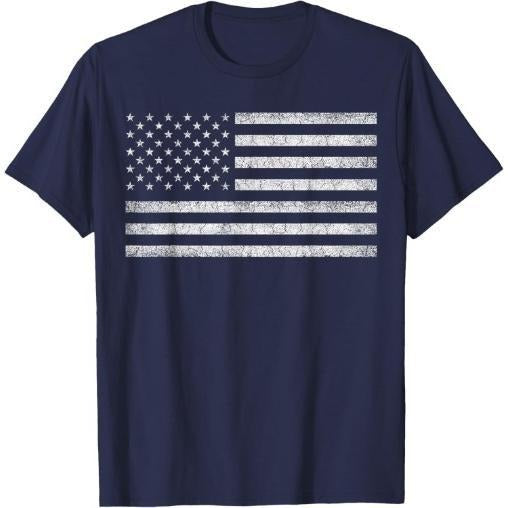 Vintage American Flag Tee Women Men USA Patriotic Graphic T-Shirt Made in USA