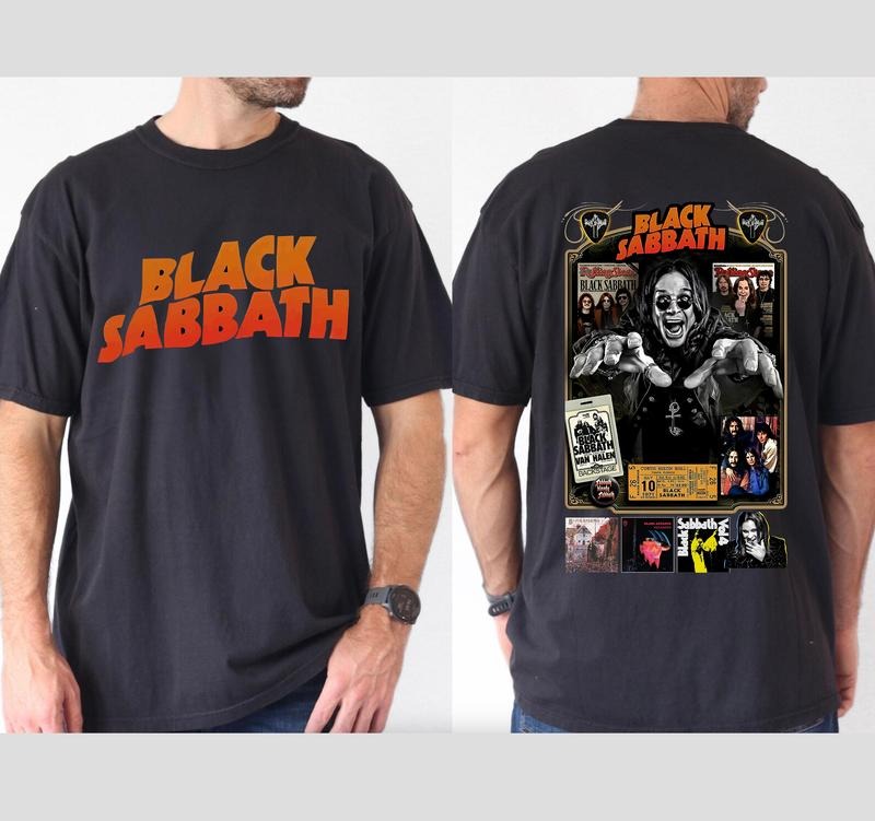 Vintage Black Sabbath 2 Sided T-Shirt, Classic Rock Metal Band Tee, Graphic Tour Merch, Ozzy Osbourne Music Fan Gift Unisex Tee