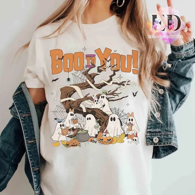 Vintage Boo To You 2024 Mickey & Friends Ghost Halloween Shirts, Mickey's Not So Scary Party Tee, land Family Halloween Trip