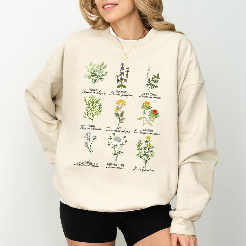 Vintage Botanical Sweatshirt, Herbs For Reproductive Freedom Crewneck, Women Long Sleeved Pullover, Women's Rights Sweater