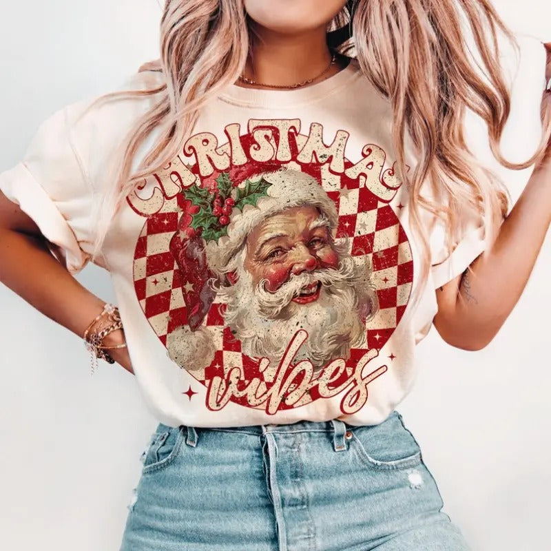 Vintage Christmas Vibes Shirt, Christmas Season Sweatshirt, Santa Claus Tee, Retro Christmas Shirt