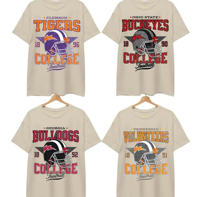 Vintage College NCAA Unisex Classic Sand T-shirt - All Teams NCAA - Classic Sport T-shirt Cotton - Menswear, Jersey Top Tshirt