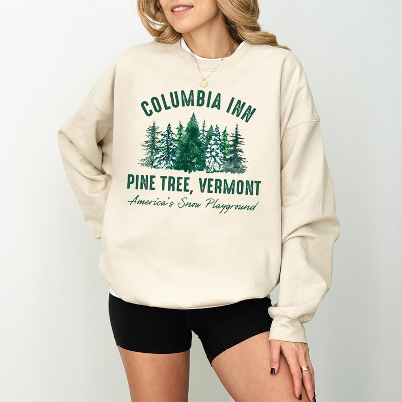 Vintage Columbia Inn Pine Tree Vermont Sweatshirt, White Christmas Movie Sweatshirt, Retro Christmas Shirt, Christmas Hoodie, Christmas Movie Tee, Xmas Gift