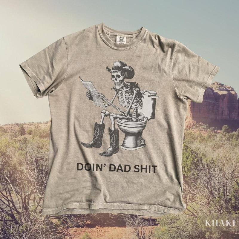 Vintage Dad TShirt, Retro Country Western Shirts, Cowboy Dad Pop Tees, Funny Fathers Day T-Shirt, Skeleton Skull Cowboy Hat, Meme Tee