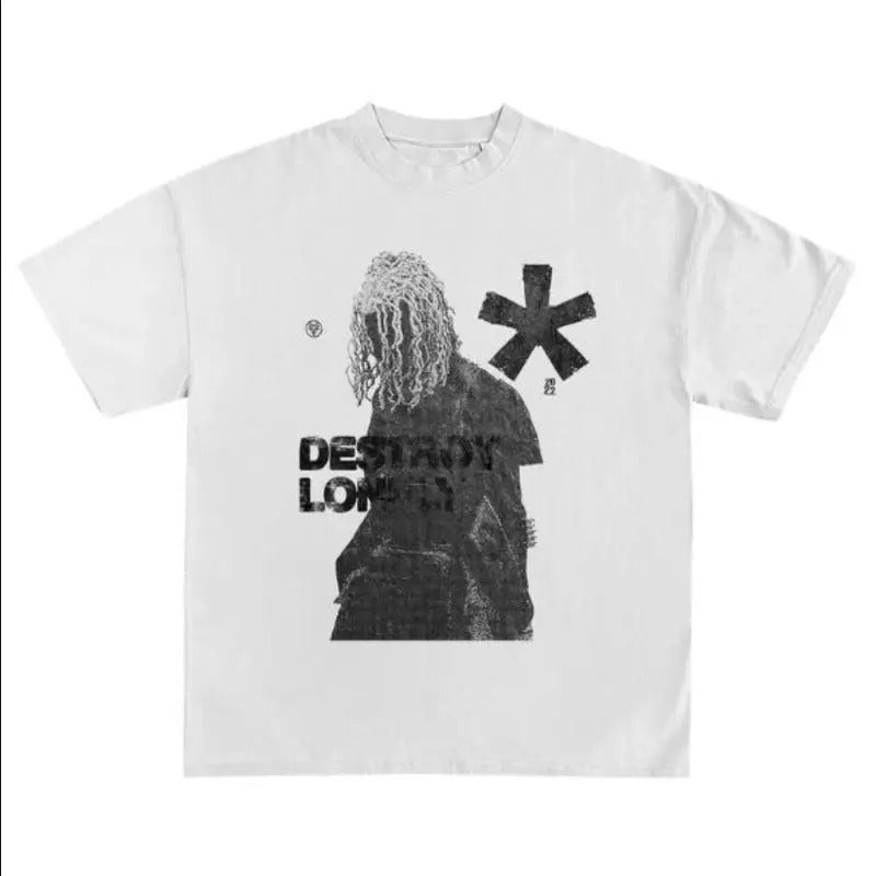 Vintage Destroy lonely Y2K Graphic Tee, Sweatshirt, Hoodie Gift For Women Top Womenswear Underwear Cotton T-Shirt Polyester Printed Streetwear