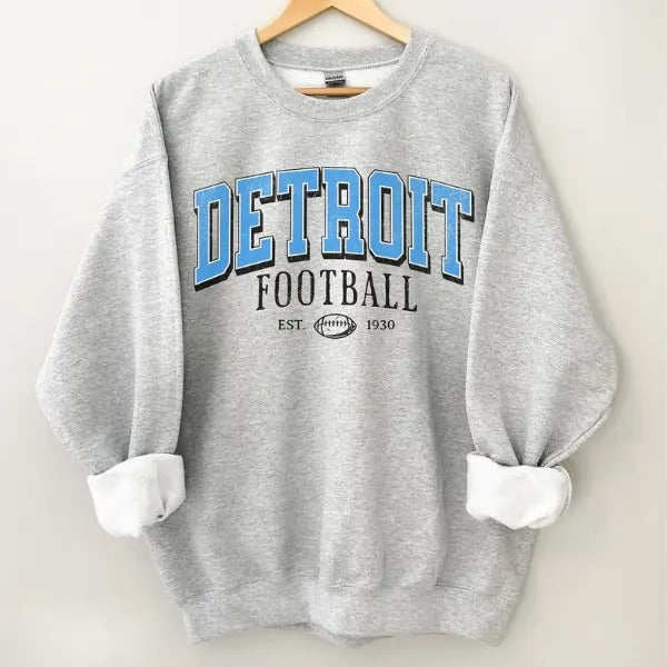 Vintage Detroit Football Sweatshirt, Football Crewneck, Game Day Pullover, Detroit Football Shirt