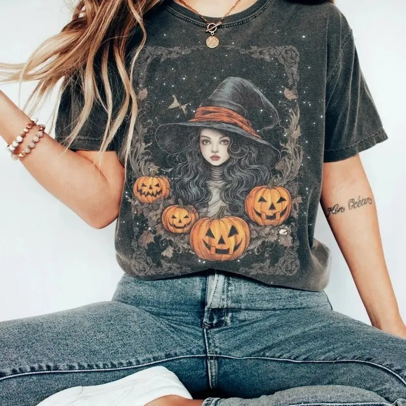 Vintage Fall Season tshirt, Witch Vibes Shirt, Halloween Shirt, Cute Halloween tshirt, Spooky Season, Horror Shirt, Cute Halloween Shirt