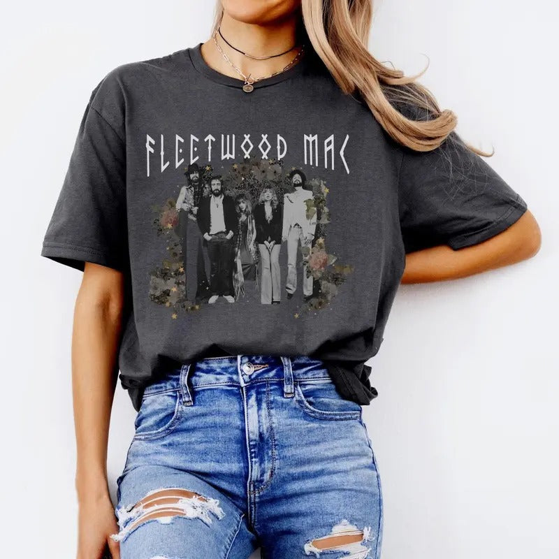 Vintage Fleetwood MAC Unisex Tee, Retro Band Tshirt, Music Lover Gift, Graphic Tee, Classic Rock Shirt, Concert Merchandise