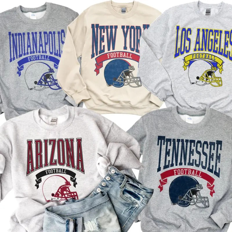 Vintage Football Team Sweatshirts Hometown Vintage Pullovers Football Hometown Sports Sweatshirts