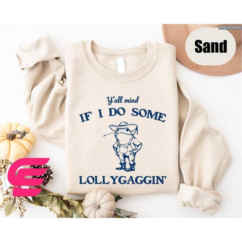 Vintage Frog Y'all Mind If I Do Some Lollygaggin' Shirt, Sweater, Hoodie, Retro Funny Meme Womens T-Shirt, Lollygagging Tee , Global Trending Outfits
