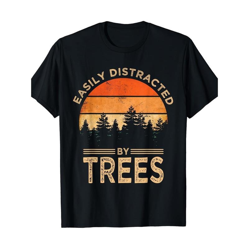 Vintage Fun Tree T-shirt easily distracted by trees Made in USA