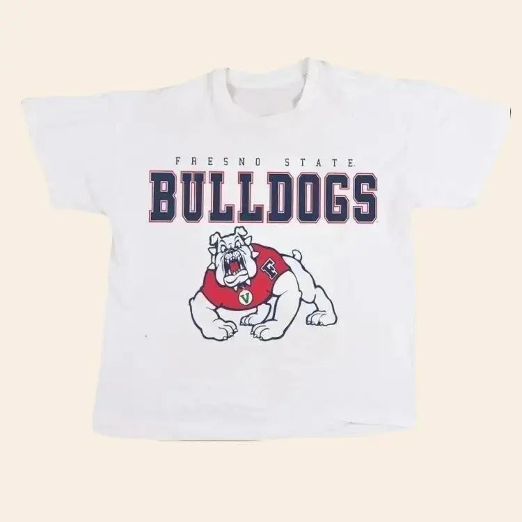 Vintage Gameday Couture White Fresno State Bulldogs Big Goals T-shirt, NCAA Shirt, Vintage Football Shirt Top Classic Menswear