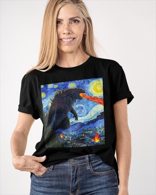 Vintage Godzilla Starry Night T-Shirt, Godzilla Shirt, Dinosaur Shirt, Monsters Shirt