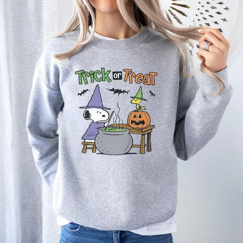 Vintage Halloween Sweatshirt, Cute Trick or Treat Sweater, Vintage Cartoon Fall Sweatshirt, Cartoon Trick or Treat Shirt, Halloween Gift