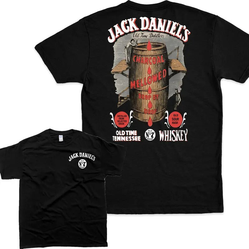 Vintage Jack Daniel's Whisky Barrel Print Shirt, Retro Tshirt, Unisex Tshirt For Men And Women, Casual Athletic T-Shirt, Menswear