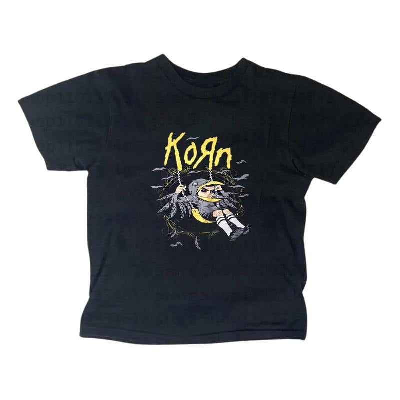 Vintage Korn Baby Tee, Women's Streetwear, Y2k Top Nu Metal Music Shirt, Gothic Emo Girl Top, Scene Clothing 2000s, Gift For Fan