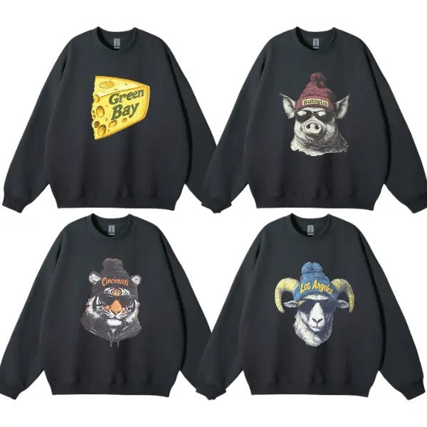 Vintage Mascot Football All Team Black Sweatshirt Retro Unisex Football All Team Crewneck Pullover Sweatshirt Game Day Football Shirt