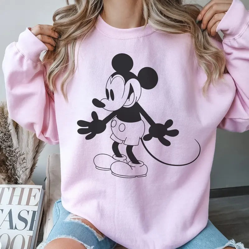 Vintage Mouse Sweatshirt Original Vintage Mouse Pullover Retro Mouse Sweatshirt Steamboat Mouse 1928 Hoodie Vacation Mouse Pullover Casual Clothing
