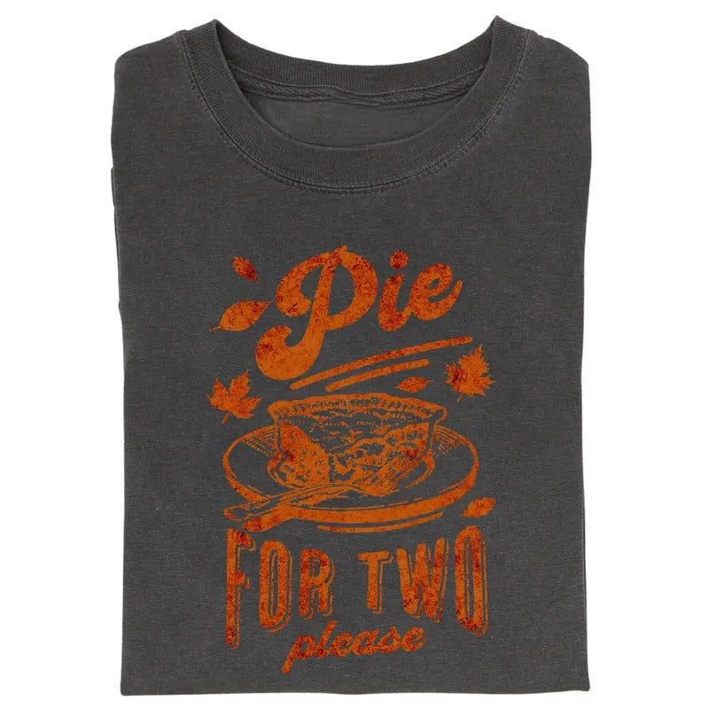 Vintage Pie For Two Please Graphic Tee - Funny Thanksgiving Pregnancy Announcement Shirt for Women