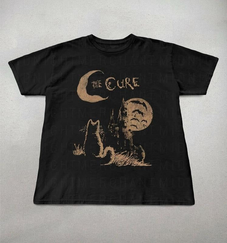 Vintage Retro Band The Cure Unisex T-Shirt, The Cure Cat Tee, 90s Alt Indie Rock, Unisex Shirt, Music Gifts, Cat Lover Gifts